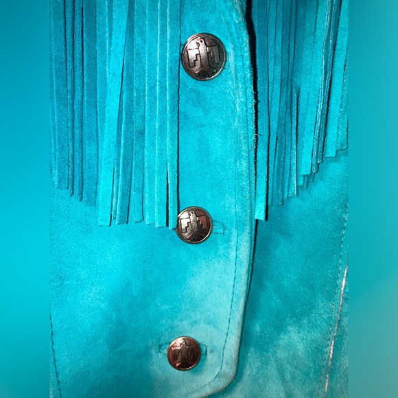 Vintage Turquoise Pioneer Wear Fringe Jacket - Picture 7 of 15